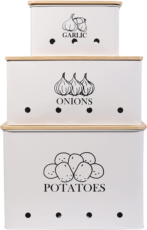 Pethiy Potato Onion Storage Box, Food Container Set (Set of 3)Storage Canisters for Vegeatables