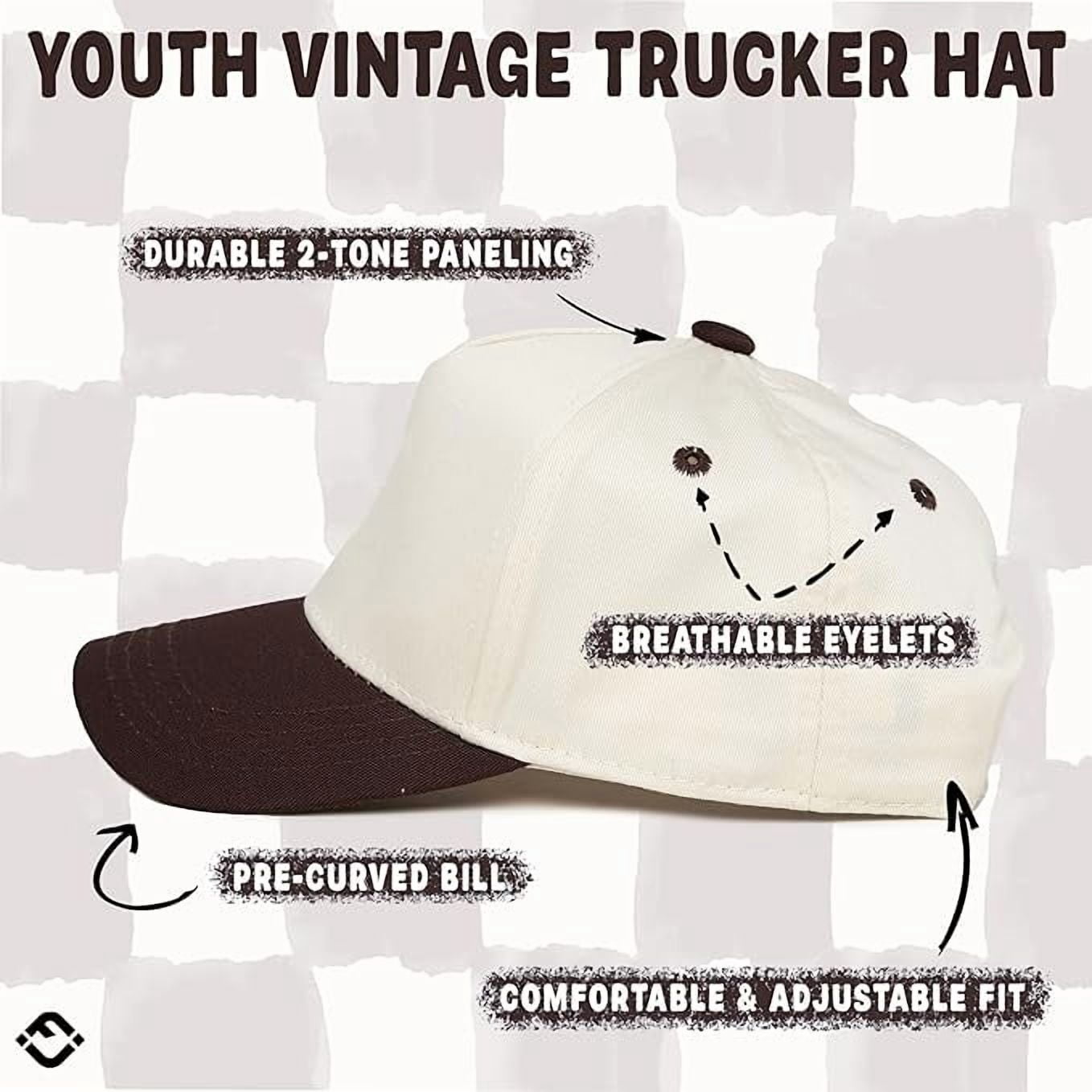 Funky Junque Kids Trucker Hat Baseball Cap - Two Tone Vintage Baby Baseball Cap, Infant Baseball Hat, Toddler Snapback Hat - Brown/Beige (X-Small - 0-12 Months)