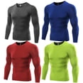 thumbnail image 6 of Mens Compression Under Base Layer Top Long Sleeve Tights Sports Running T-shirts red XL, 6 of 9