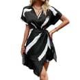 thumbnail image 3 of Vestidos de Verano para Mujer 2025, Informales, de Corta, con Escote en V y Lazo Frontal. Negro XL, 3 of 10