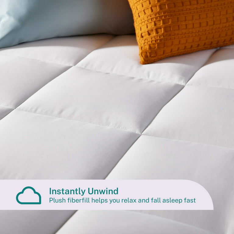 LINSY LIVING Warm Mattress Topper Full Size,Mattress Pad Cover, Plush Soft Mattress  Pad Cover with Elastic Straps - Mattress Protector Stretches up to 18  Inches Deep -Machine Washable 