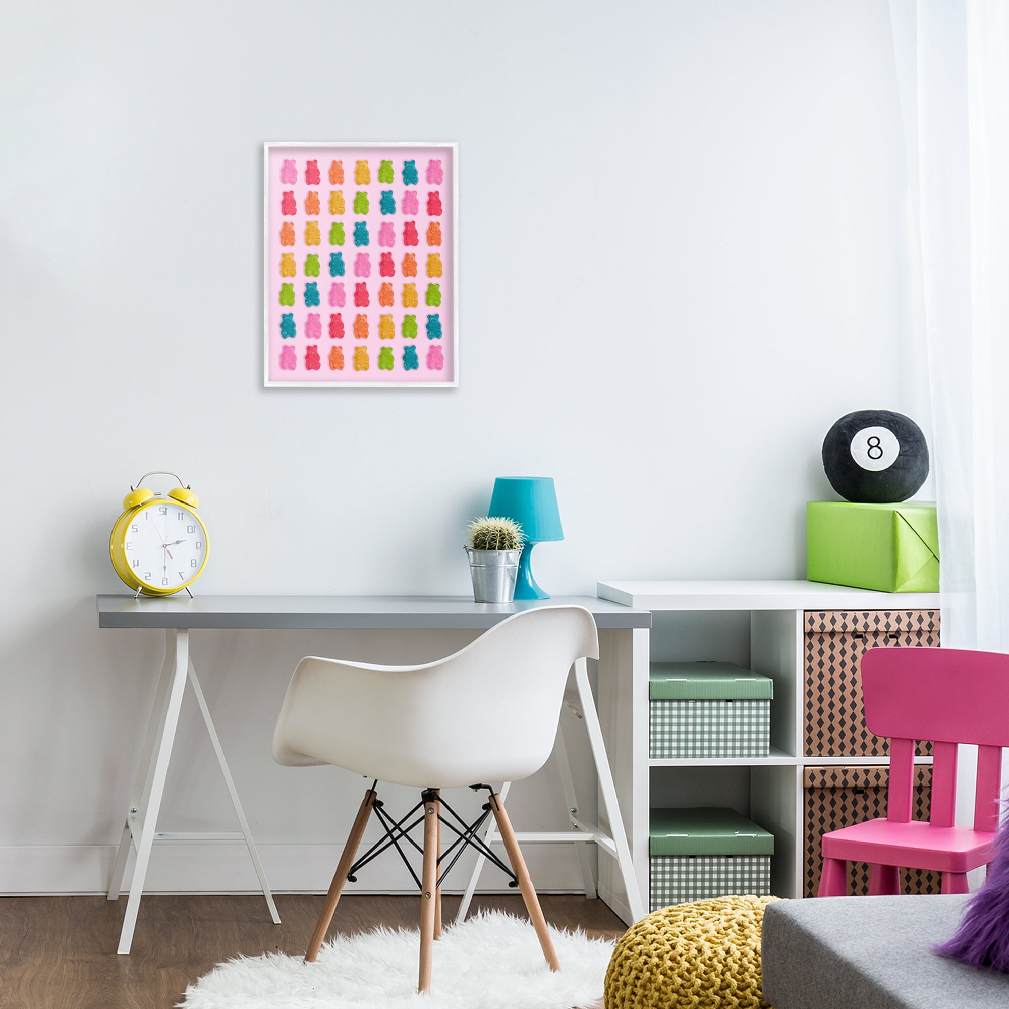 Stupell Industries Soft Rainbow Bears on Pink White Framed Giclee Art, design by LISH Creative