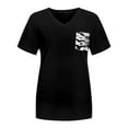 thumbnail image 5 of Summer Tshirts for Womens Fashion Short Sleeve V Neck Tops Leopard Pocket Patchwork Tunic Basic Tee, 5 of 5