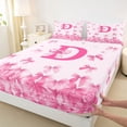 thumbnail image 4 of Erosebridal Cartoon Initial D Full Size Sheets for Girl, Watercolor Bow Bed Sheets, 4-Piece, 4 of 5