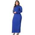 thumbnail image 3 of DARING DIVA Plus Size Women's Turtleneck Long Sleeve Bodycon Dress 1X Royal Blue, 3 of 6