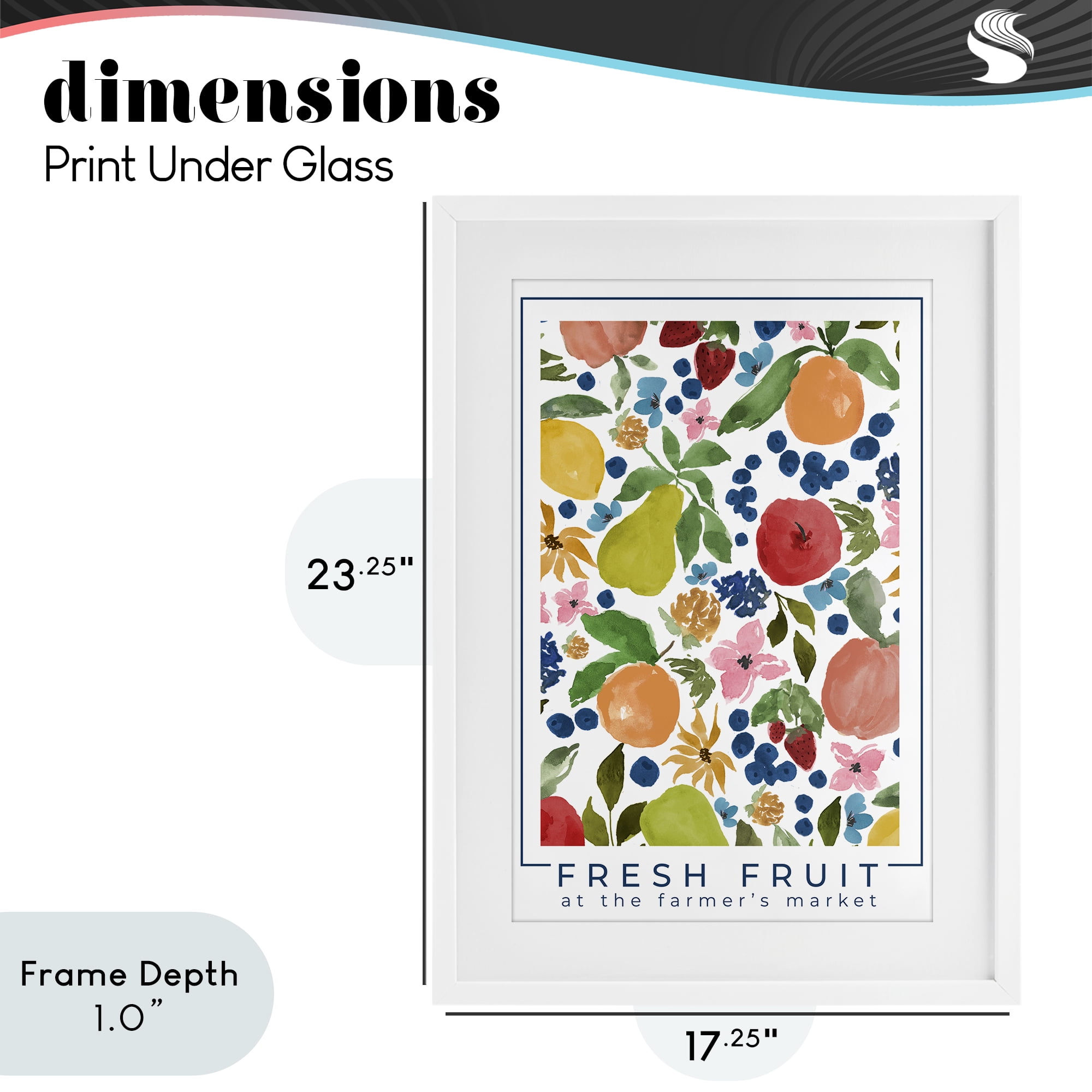 Stupell Industries Fresh Fruit Market Pattern White Framed Print Under Glass, design by Lucille Price