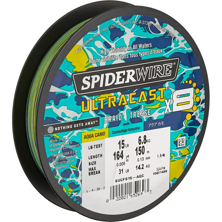 SpiderWire Superline Ultracast Braid, Aqua Camo, 15lb | 6.8kg Fishing Line