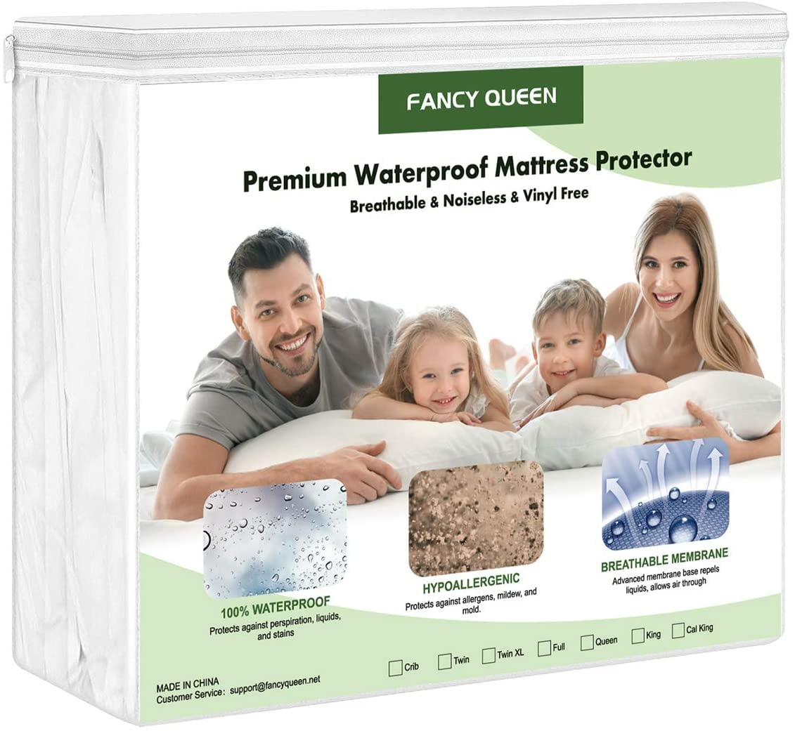Luxury Hypoallergenic Mattress Protector 100% Waterproof Soft Fitted Cover Pad 
