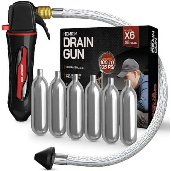 Gallo Drain Gun – AC Drain Line Cleaner Tool With Flexible Hose Pipe For HVAC Clogs - Includes 6 co2 Air Conditioner Drain Cleaner Cartridges$$Tools & Hardware Other