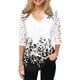 thumbnail image 2 of Blusa Camiseta Manga 3/4 Cuello Estampado Encaje Qarigey Mujer Verano Blanco L, 2 of 5