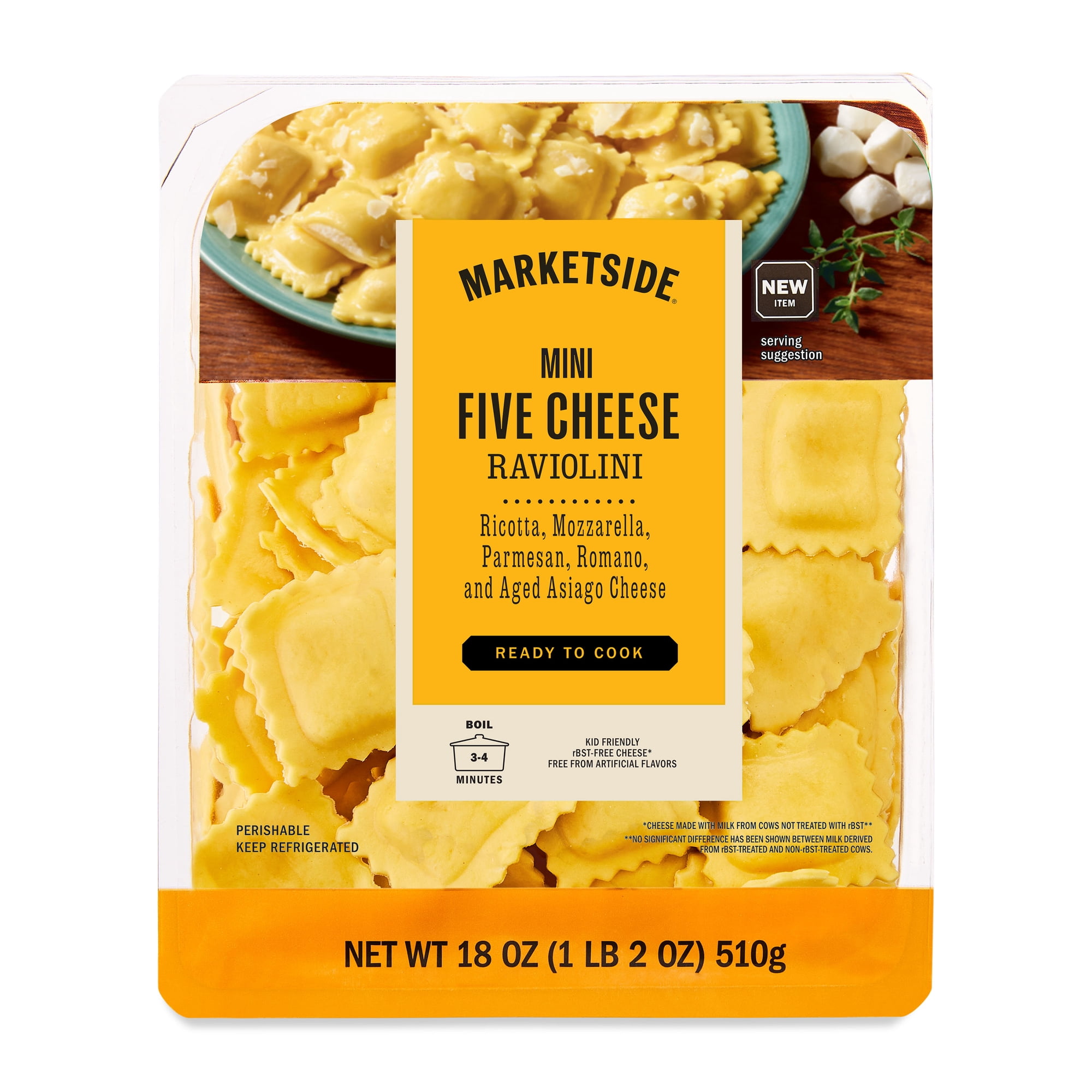 Marketside Five Cheese Mini Ravioli, No Artificial Ingredients, 18 oz Tray
