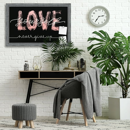 hbcy creations rustic grey magnetic wall chalkboard  extra large size 24  x 36   framed decorative chalkboard with eraser - for kitchen  weddings  menus and more!