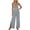 #058-Gray, variant on Casual Women Solid V Neck Spaghetti Strap Jumpsuit with Side Slit Wide Leg Long Pants for Daily Wear Gifts