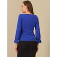 thumbnail image 4 of DARING DIVA Women's Ruffle V Neck Chiffon Peasant Blouse L Royal Blue, 4 of 6