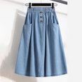thumbnail image 4 of ZHOGXU Classic Style Midi Skirts For Womens Elastic Waist A Line Button Front With Pocket Outdoor Shopping Dating, 4 of 8