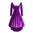 thumbnail image 6 of purcolt Womens Fall Winter Velvet Dresses Long Sleeve V-Neck High Low Dresses A-Line Swing Dress for Holiday Cocktail Evening Party, 6 of 6