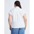 thumbnail image 4 of Free Assembly Women's and Women's Plus Ruffle Trim Neck Top with Short Sleeves, Sizes XS-4X, 4 of 5