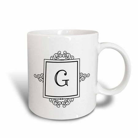 

3dRose Initial letter G personal monogrammed fancy black and white typography elegant stylish personalized - Ceramic Mug 11-ounce