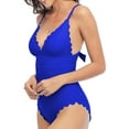 thumbnail image 4 of Womens One Piece Swimsuits Scalloped High Cut Backless Monokinis Bathing Suits, 4 of 6