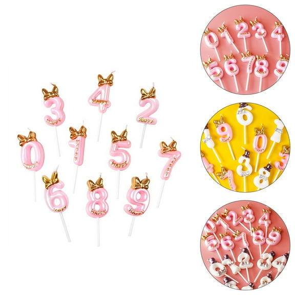 FESTFENDS 10Pcs Chic Digital Birthday Candles with Number Shape for Birthday Party and Cake Decoration