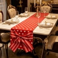 thumbnail image 4 of Christmas Table Flag Bows Heart Pattern Decorative Table Runner Tablecloth, Polyester, Red/Pink/Yellow/Purple, 180 x 38 cm, 1 pc, 4 of 6
