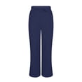 thumbnail image 4 of RYRJJ Womens Wide Leg Palazzo Linen Pants High Waist Split Ankle Casual Lounge Beach Vacation Pants Drawstring Summer Trousers with Pockets(z1-Navy,L), 4 of 8