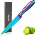 thumbnail image 1 of Kitchen Utility Knife 5 Inch WELLSTAR, Razor Sharp German Steel Blade and Comfortable Finger Guard Handle with Rainbow Titanium Coated for Cutting Peeling Vegetable Fruits and Small Meat, Gift Box, 1 of 8