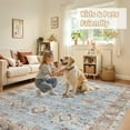 thumbnail image 5 of Uermei 9'x12' Large Soft Area Rug: Machine Washable Non-Slip Carpet, Farmhouse Vintage Floor Mat for Living Room Bedroom Dining Room - Brown Blue, 5 of 10