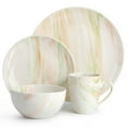 thumbnail image 2 of Elama Fine Marble 16 Piece Porcelain Dinnerware Set in Orange and Green, Service for 4, 2 of 8