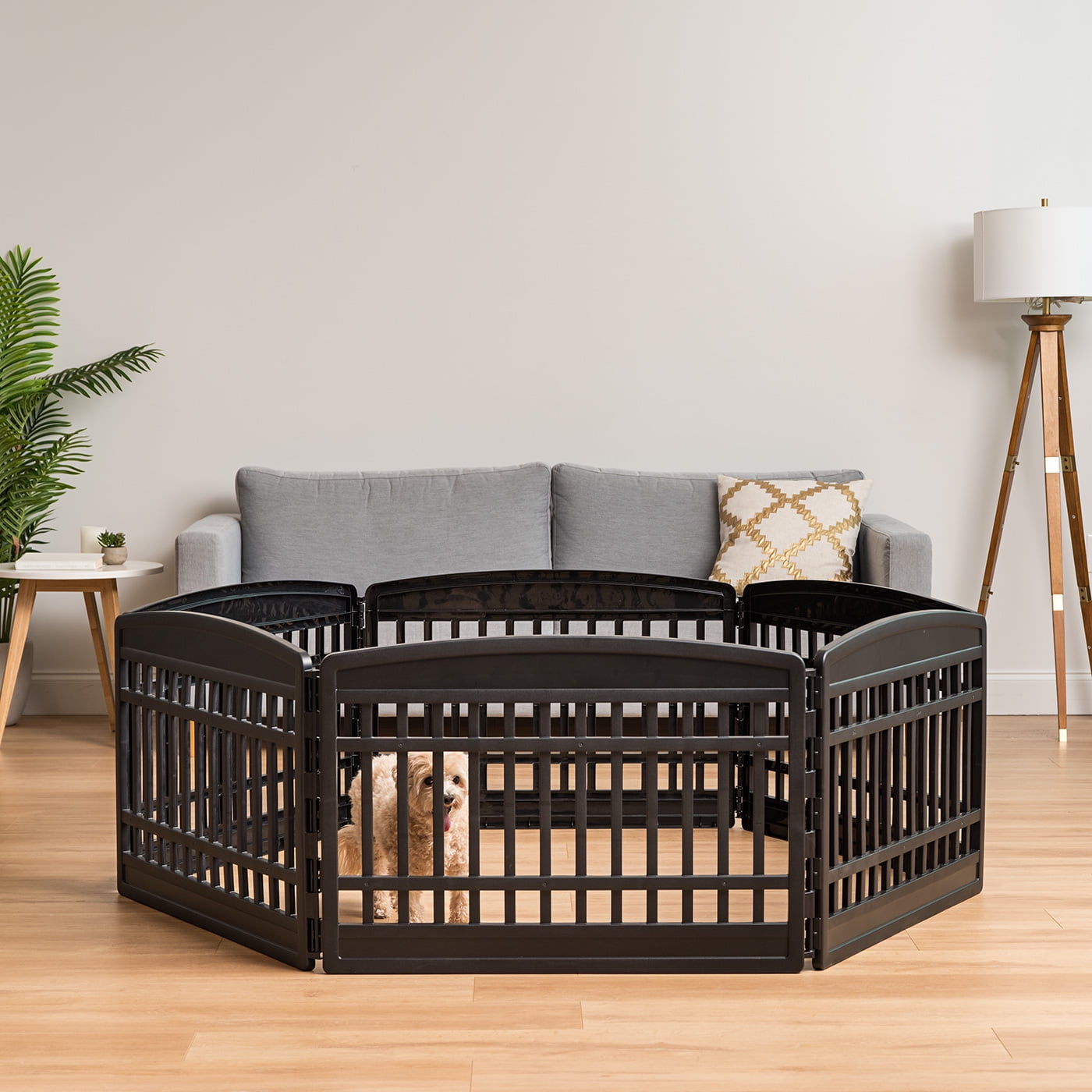 IRIS Dog Playpen, 6-Panel 24" Pet Playpen, Puppy Playpen, Indoor/Outdoor Dog Pen, 60 x 60 x 24, Foldable