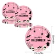 thumbnail image 3 of Halloween Paper Plates 9in Pink Disposable Party Plates, Cartoon Ghost Bat Spider Web Skull Pumpkin Pattern Heavy Duty Paper Dinner Plates,16 Count Tableware for Halloween Indoor Outdoor Party Decor, 3 of 6