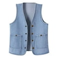 thumbnail image 3 of Women's Denim Vest Women's Short Everything Slim Fit Korean Version Jacket Vest Womens plus Fall Jacket Ski Ware for Woman Women's Wool Vest Cropped Fringe Vest Utility Vest Women Long down Vest, 3 of 3