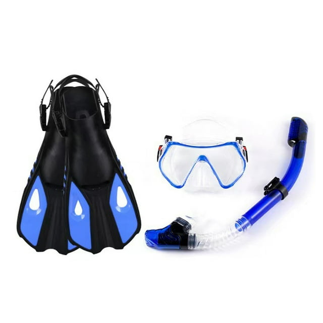 Lunettes de Plongée à Trois Fenêtres, Masque de Plongée Transparent avec Tuba Entièrement Sec et Ailerons Réglables