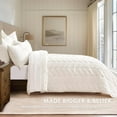 thumbnail image 6 of 3 Pieces Luxurious Velvet King Quilts, Ultra Soft Lightweight Velvet Comforter Set, Matelasse Oversized Diamond Bedspread Coverlet for All Season with 2 Shams, Cream White, 108"x96", 6 of 17