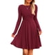 thumbnail image 1 of Vestido PRETTYGARDEN de punto acanalado con manga larga en línea A color vino tinto XL, 1 of 8