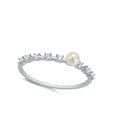thumbnail image 4 of Simple Studded Promise Ring .925 Sterling Silver Band White Cubic Zirconia Jewelry Female Size 9, 4 of 4