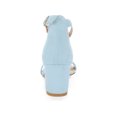 thumbnail image 2 of BLISSFUL STEP Inspired Women's Shoes Open Toe Mid Block Heel Ankle Strap Faux Suede Sandals Sky Blue 7, 2 of 7