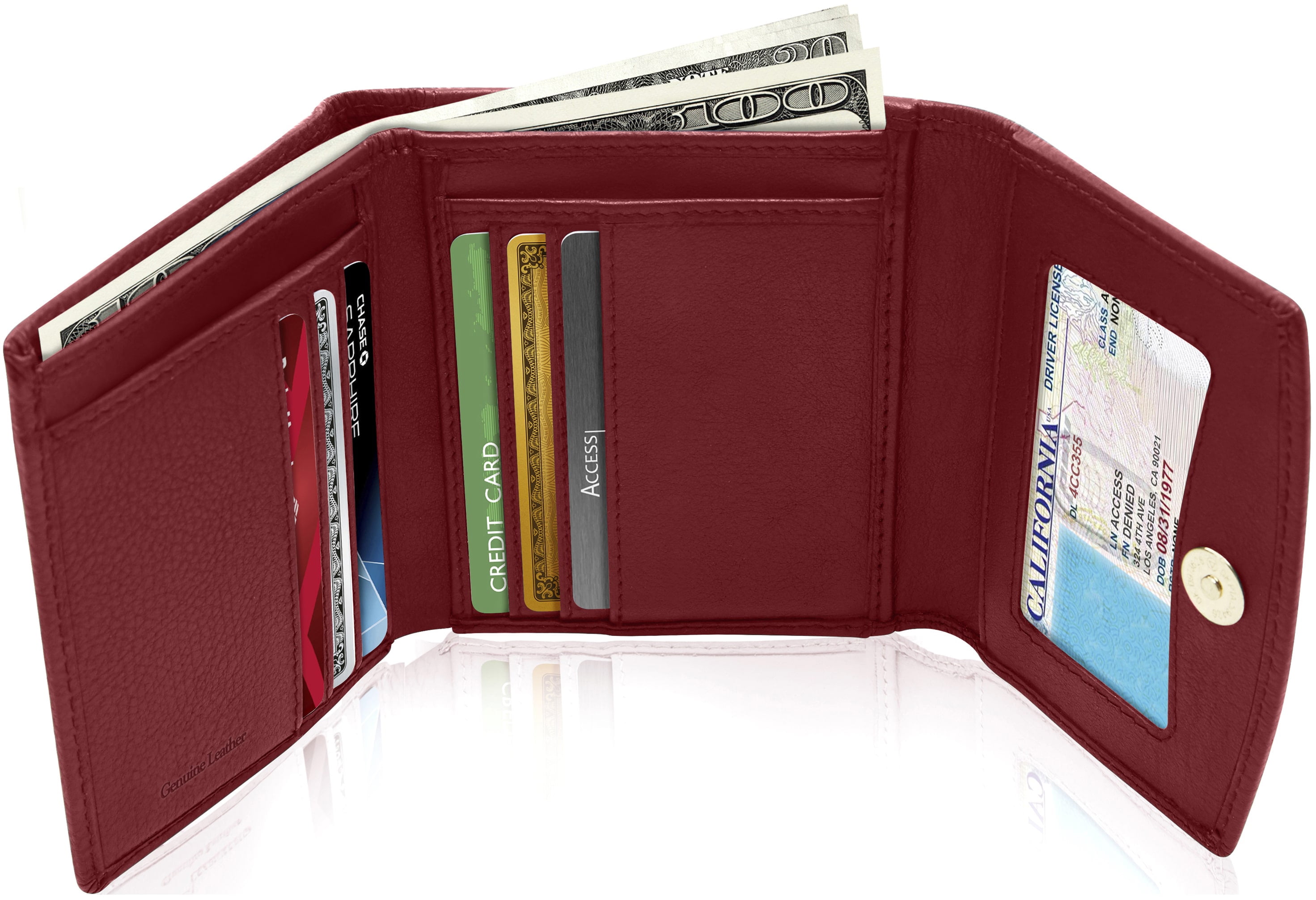 Women's Bifold Wallet Genuine Leather RFID Blocking Coin Card Holder Purse Gift 