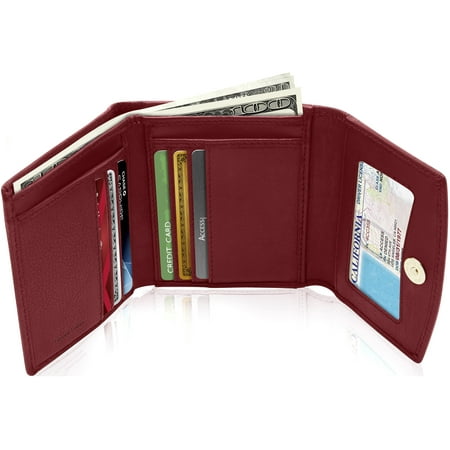 Small RFID Wallets For Women- Leather Slim Compact Trifold Womens Wallet Credit Card Holder Mini Coin Pouch Gifts For (Best Benefits Credit Card Uk)