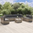 thumbnail image 1 of vidaXL 9 Piece Garden Lounge Set with Cushions Grey Poly Rattan, 1 of 5