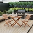 thumbnail image 3 of Costway 3pcs Patio Outdoor  Indonesia Teak Wood Bistro Dining Set Folding Chair & Table Slatted, 3 of 11