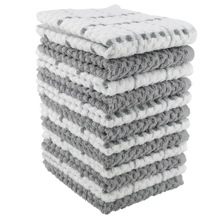 

Craftsworth 100% Cotton Kitchen Towels 12 Piece Set 15x26 - Grey White