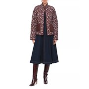Bagatelle BROWN DITSY FLORAL Women's Quilted Jacket, US X-Large