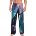 thumbnail image 2 of Lsque Colorful Plant Wolf Print Men's Pajama Pants, Lounge Pant - Comfortable Home Wear,Elastic Waistband, Stylish Design-Medium, 2 of 9