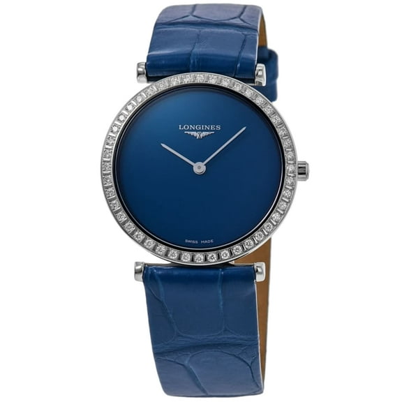 Longines La Grande Classique Quartz Blue Dial Diamond Leather Strap Women's Watch L4.523.0.90.2