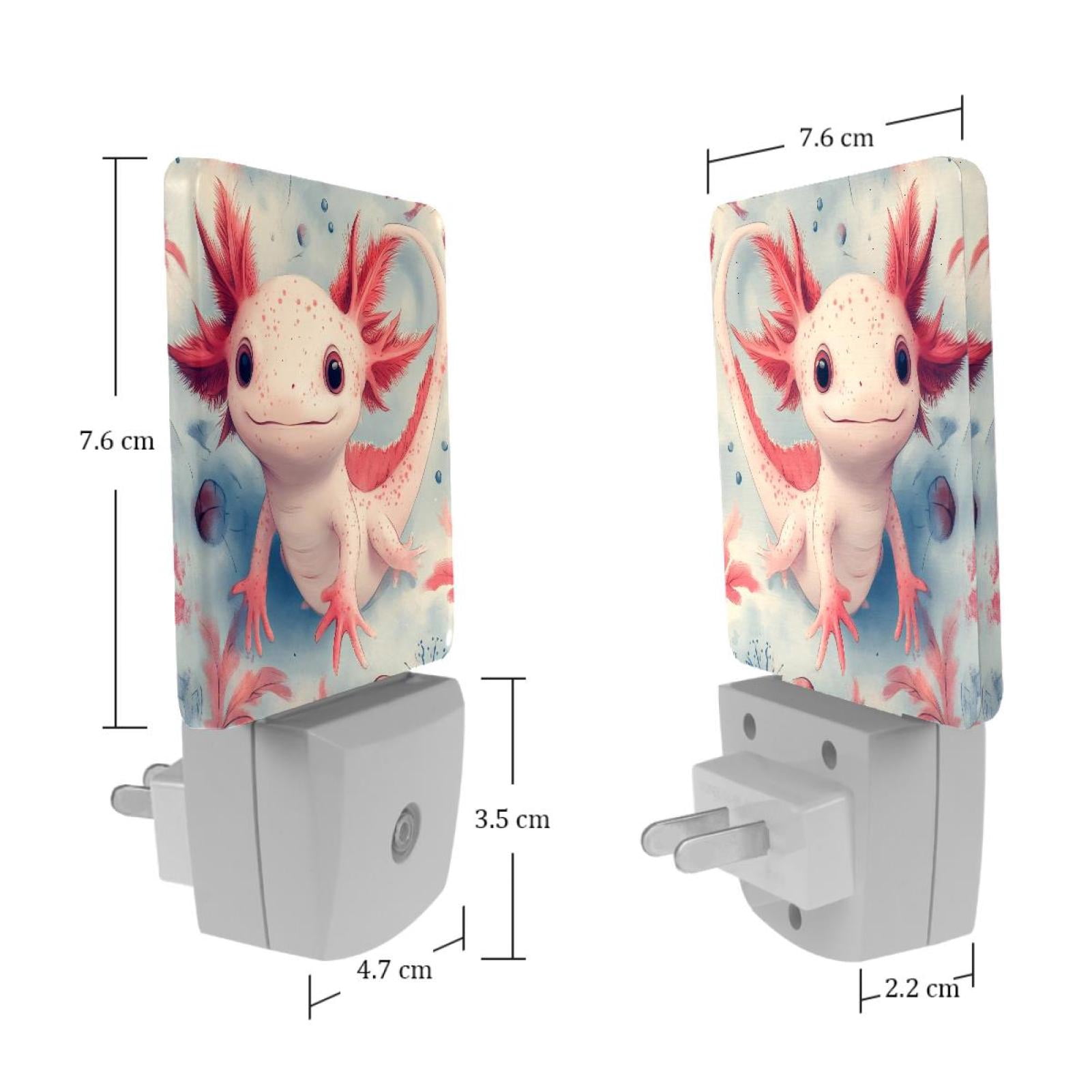 PhooArto Cute Cartoon Axolotl Pattern Plug in LED Night Light Auto Sensor Dusk to Dawn Decorative Night for Bedroom, Bathroom, Kitchen, Hallway, Stairs, Baby's Room, Energy Saving