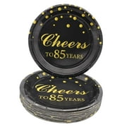 FREEAMG 85th Birthday Party Set, 50 Count 7 Inch Decorative Dessert Plates for 85th Anniversary Celebration