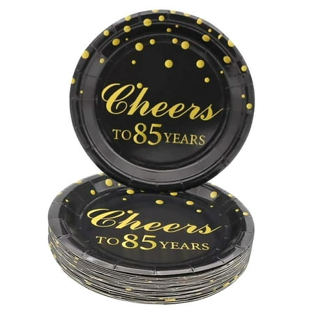 FREEAMG 85th Birthday Party Set, 50 Count 7 Inch Decorative Dessert Plates for 85th Anniversary Celebration