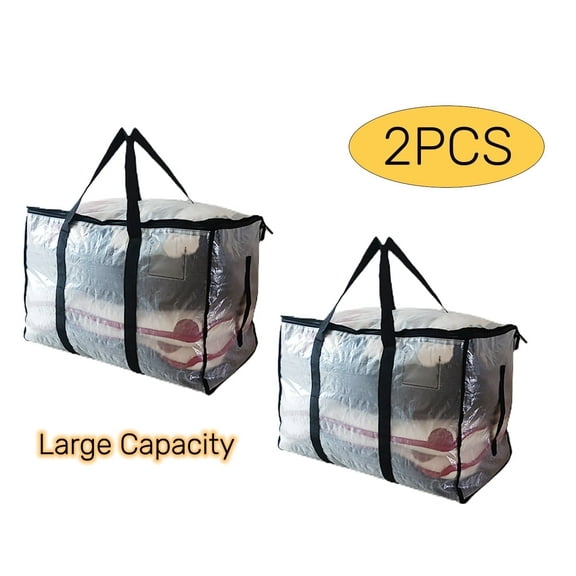 Moving Bags Extra Large Heavy Duty Moving Bags Storage Bags for Moving Handle Bags 27"×15"×14“ 2 Pcs Clear