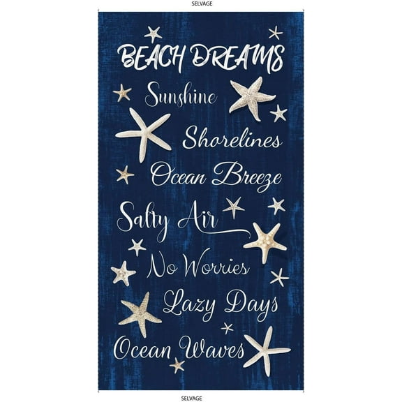 Timeless Treasures Beach Dreams Quilt Fabric 24" x 44" Panel C1232 Navy 100% Cotton Fabric sold by the panel